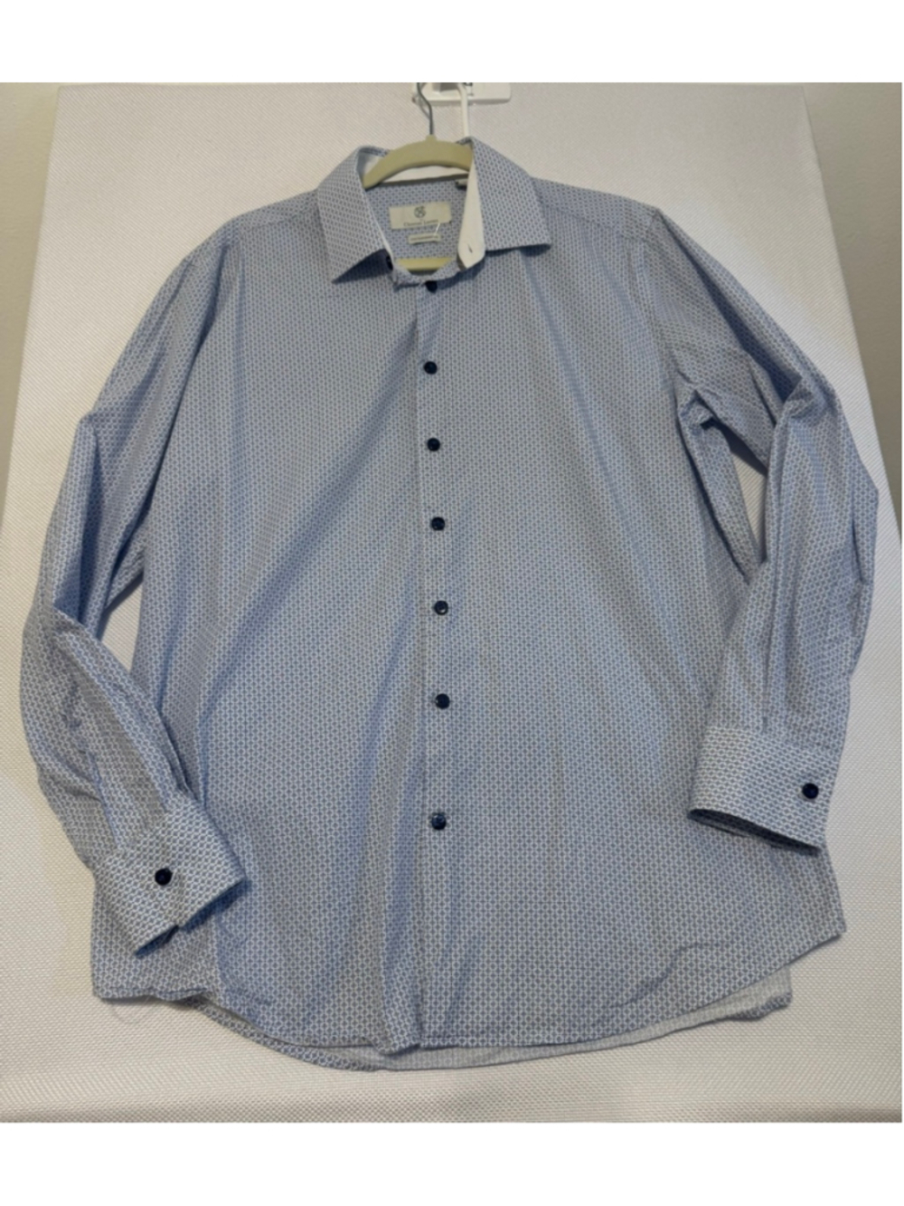 Christian Lacroix Blue White cotton Casual Button Down Shirt L all over print